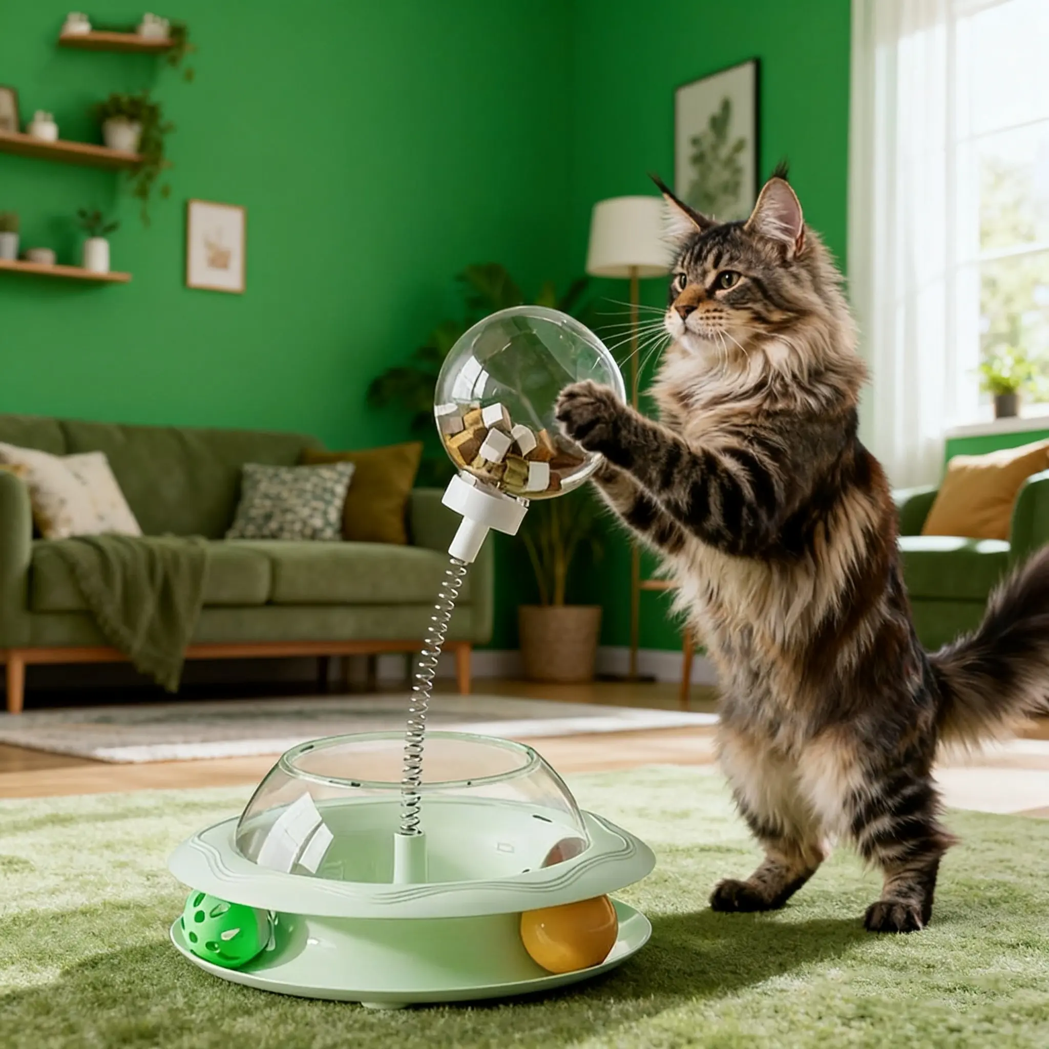 Automatic Rolling Ball Cat Agility Training Toy - Battery-Free, Safe Plastic Build, Digging Wheel, Rotating Parts, Indoor/Outdoor Play, Hunting Instinct Stimulation, Mental & Physical Activity Equipment
