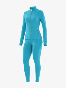Women Slim Fit Athletic Jacket Matching Leggings Workout Tracksuit
