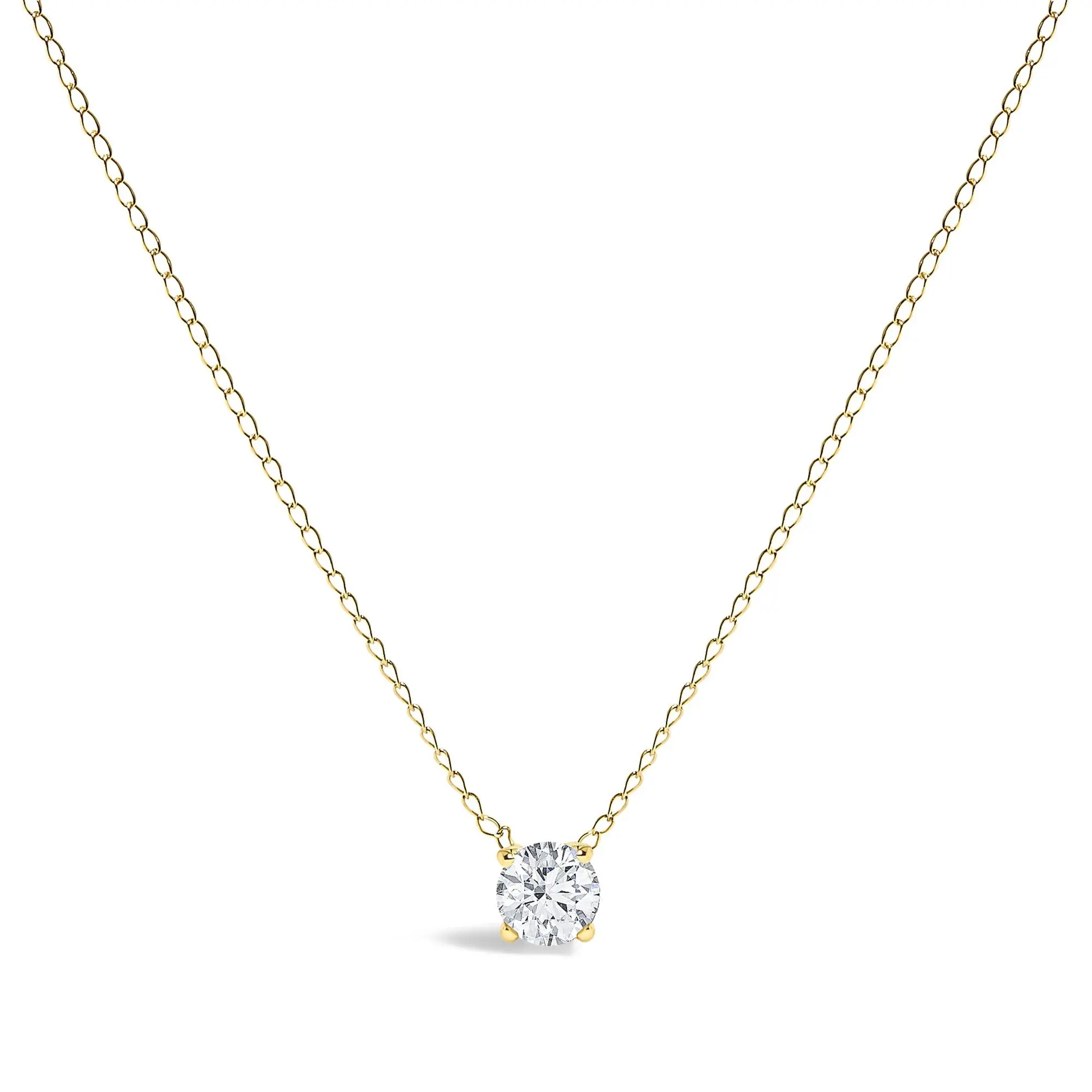 14K Gold Floating 1/2 Cttw Lab Grown Diamond Solitaire Pendant Necklace - 18" Inches