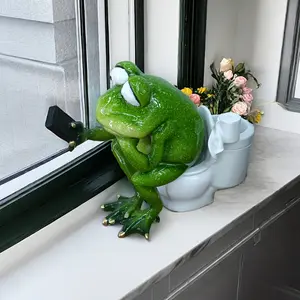 Versatile 5.7" Resin Frog Figurine - Playful Home & Office Decor for Living Room, Study, or Garden Ornaments Decoration Items Cute Animal Design