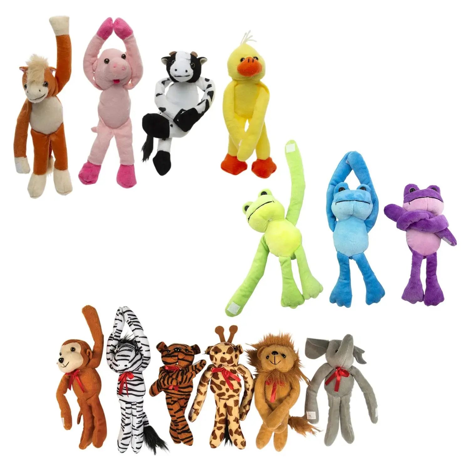 72-Pc Bulk Assorted Long-Arm Cuddly Stuffed Animals Kit with Touch Fasteners, Stuffedanimals for Classroom Prizes, Zoo Field Trips (Toys & Hobbies, Classic & Novelty Toys), Soft Adorable Stuffed, Stocking Stuffers