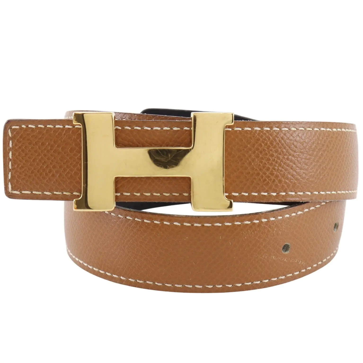 Pre-owned HERMÈS Calfskin Small Leather Goods Hermes Constance H Belt Leather Belt