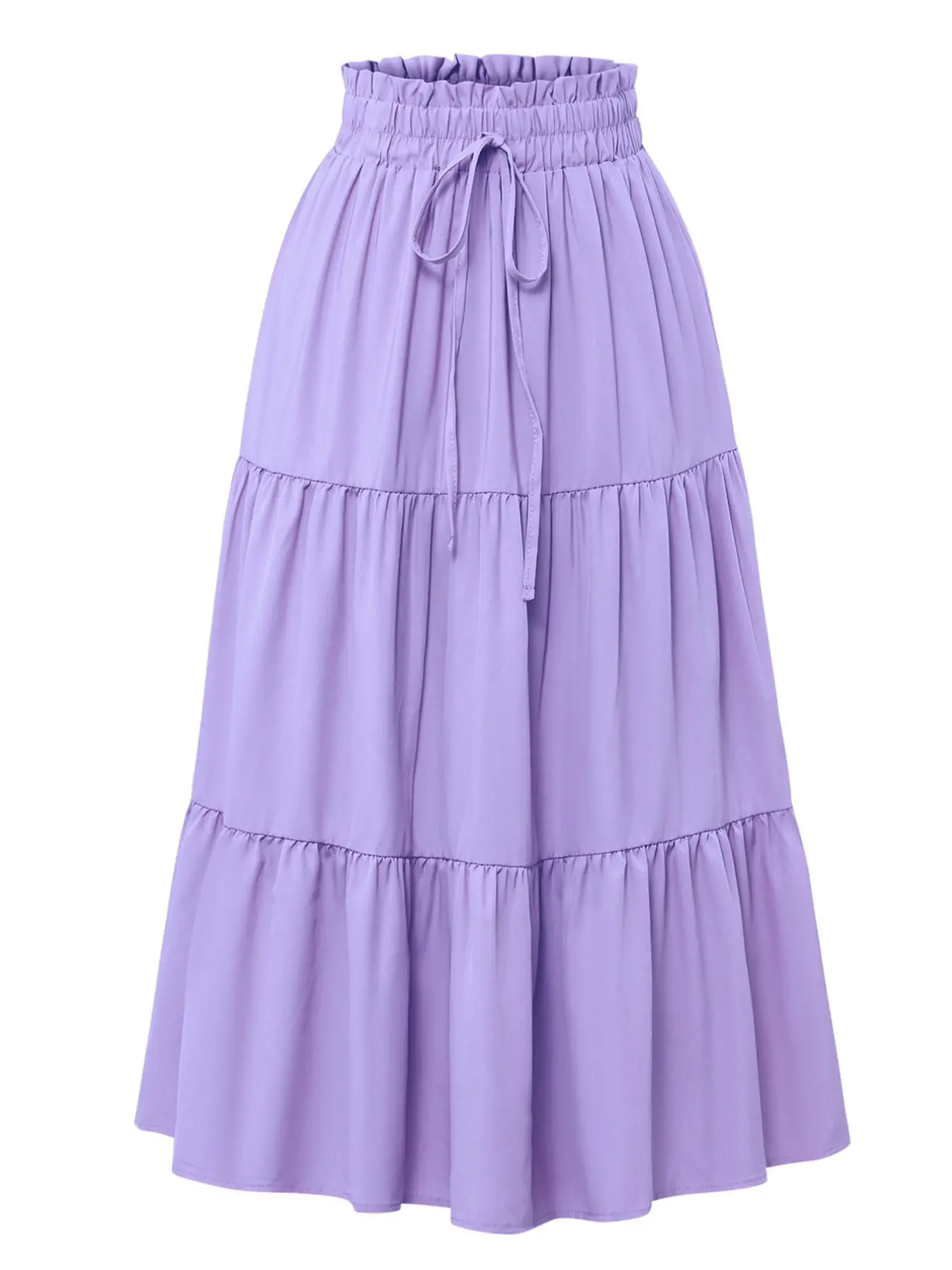 Women's Layered Long Skirt, Bottom, Ruched Elastic Waist, Flowy Floral Print, Elegant Style, All over Print, Natural Waist, Loose-Fitting, Lady, Womenswear, Loose Casual Skirt, Multilayer Cake Skirt, Casual Boho Skirt