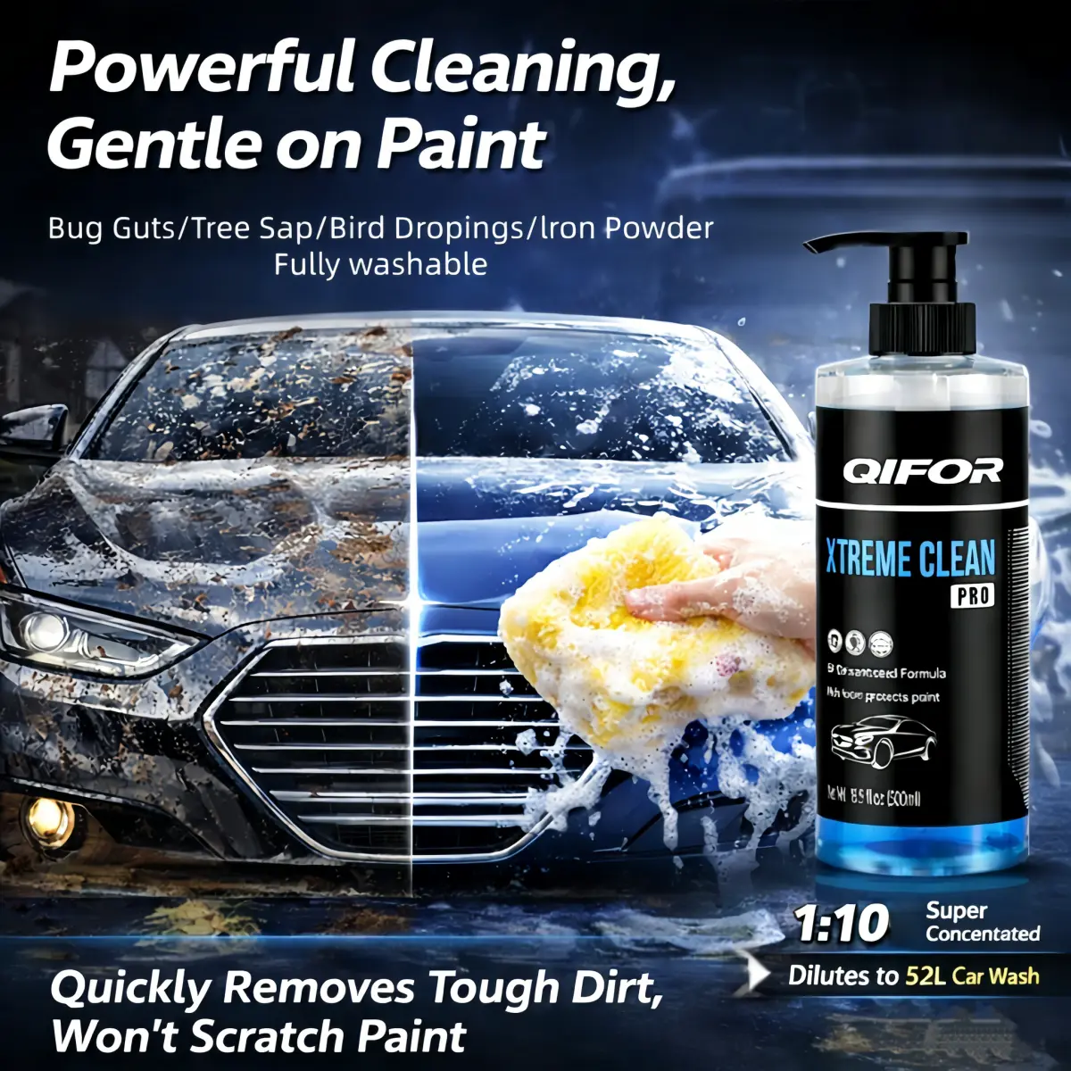 QIFOR Foaming Car Soap Car Cleaner - Compatible with Foam Cannons, Bucket Washes, Safe for All Vehicle Finishes