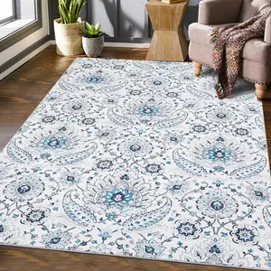 Washable Area Rug Paisley Pattern Rug Vintage Print Carpet Low Pile Soft Rug Home Decor Carpet For Kitchen Bedroom Rugs Living Room