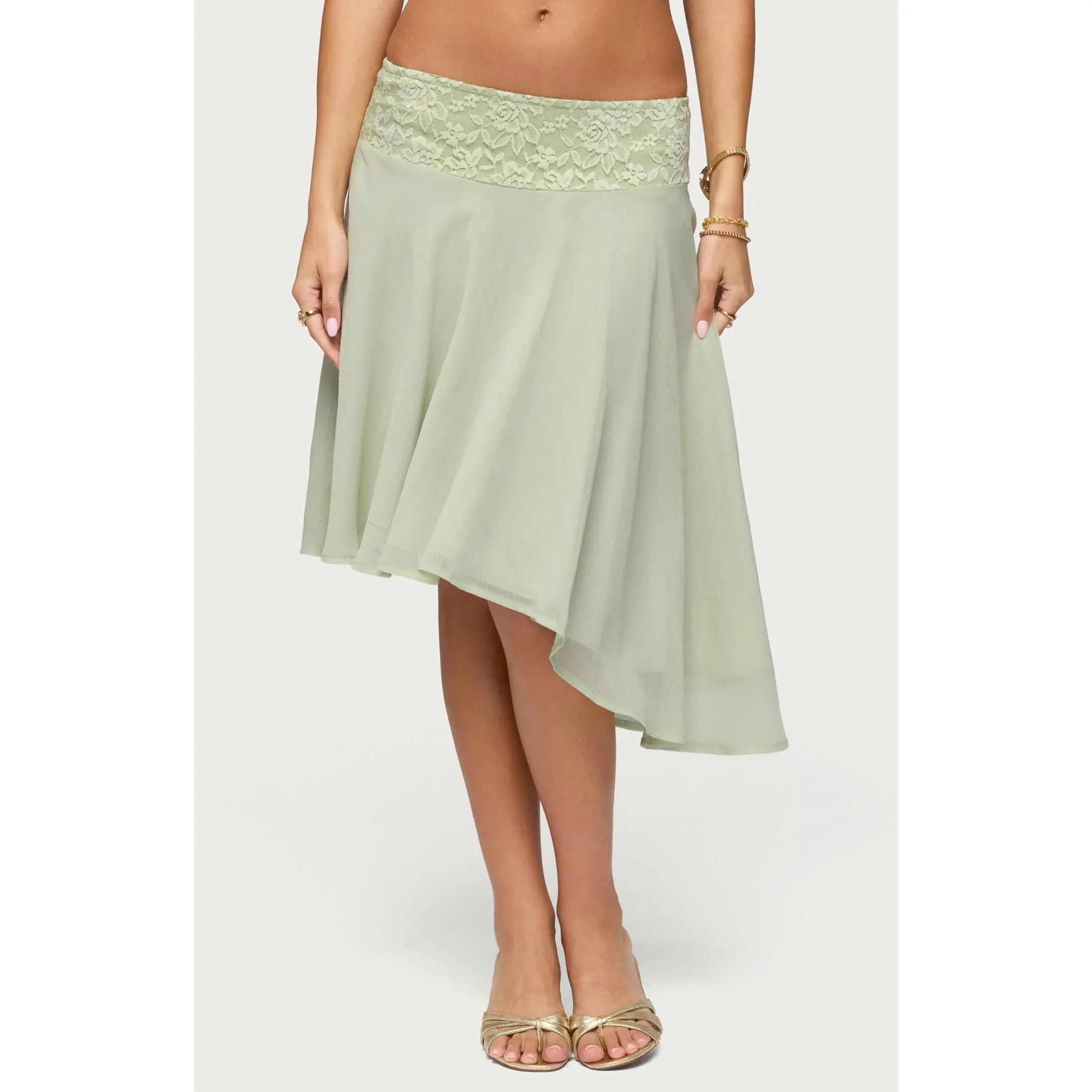 Edikted Women's Evia Lace Asymmetric Midi Skirt