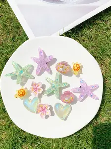 12-Piece Fashionable Abs Starfish Shell DIY Detachable Shoe Accessories, Garden Sandal Decoration Buckles for All Seasons