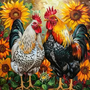 Rooster Pattern DIY Diamond Arts Colorful Painting Kit, DIY 5D Diamond Arts Colorful Painting Kit for Home Bedroom Wall Decor Diamond Painting Kits
