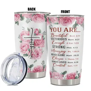 20oz Tumbler with Lid, 1 Count Floral Pattern Stainless Steel Water Bottle, Insulated and Durable, Gift for Any Occasion, Drinkware