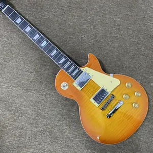 Standard LP electric guitar Flame wood veneer HH pickup Solid body Rosewood fretboard 22 frets