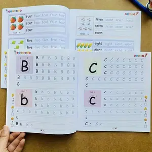 English Storybooks Set of 2, Abc Writing Practice Books for Preschool Kids, Early Education Handwriting Learning Journals