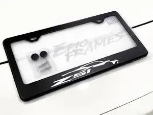 Z51 Corvette C8 License Plate Frame Black Stainless Steel Metal