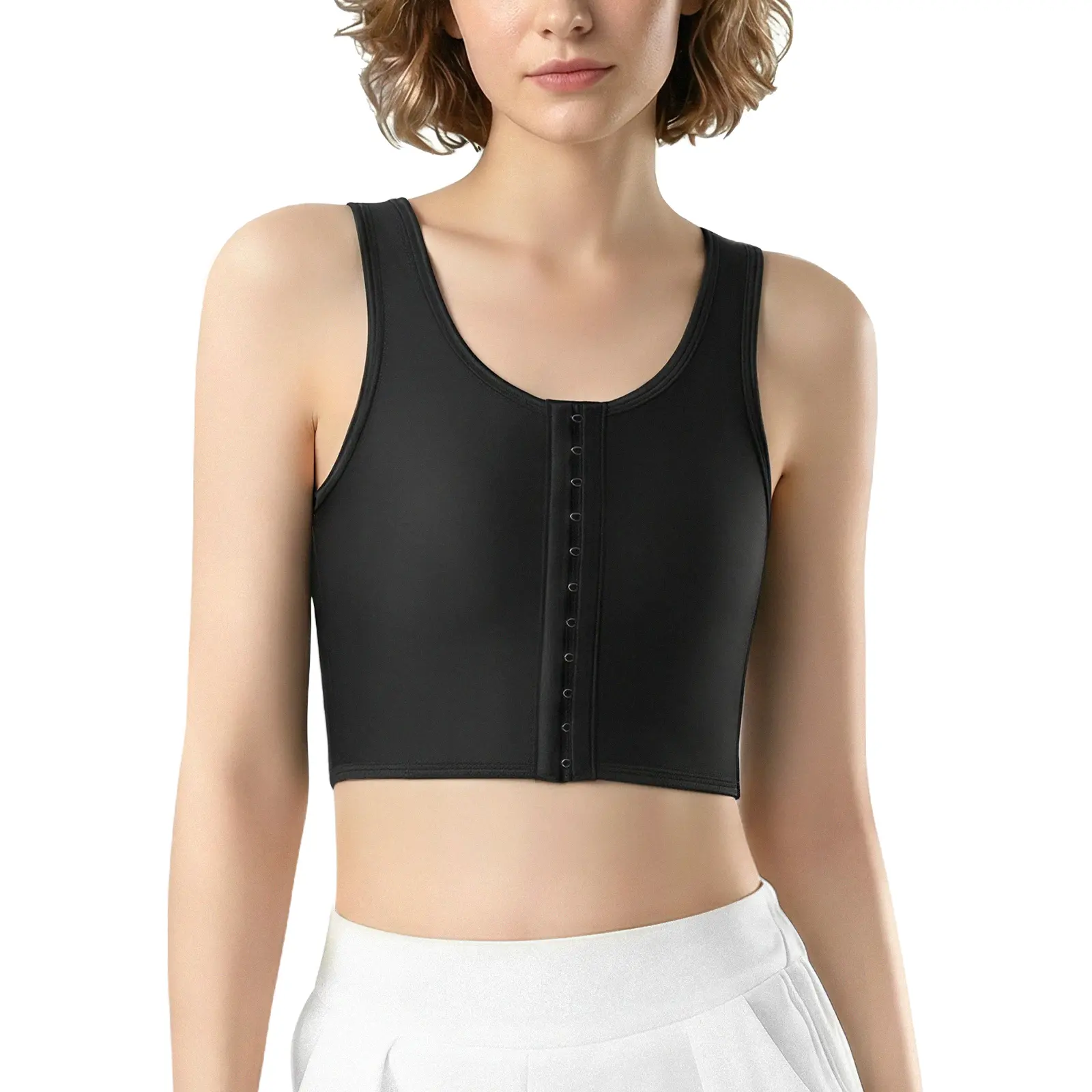 CuteStreet Chest Binder for Women Transgender Tomboy FTM Binder Mesh Front-Hooked Binder Bra Tank Top Shapewear