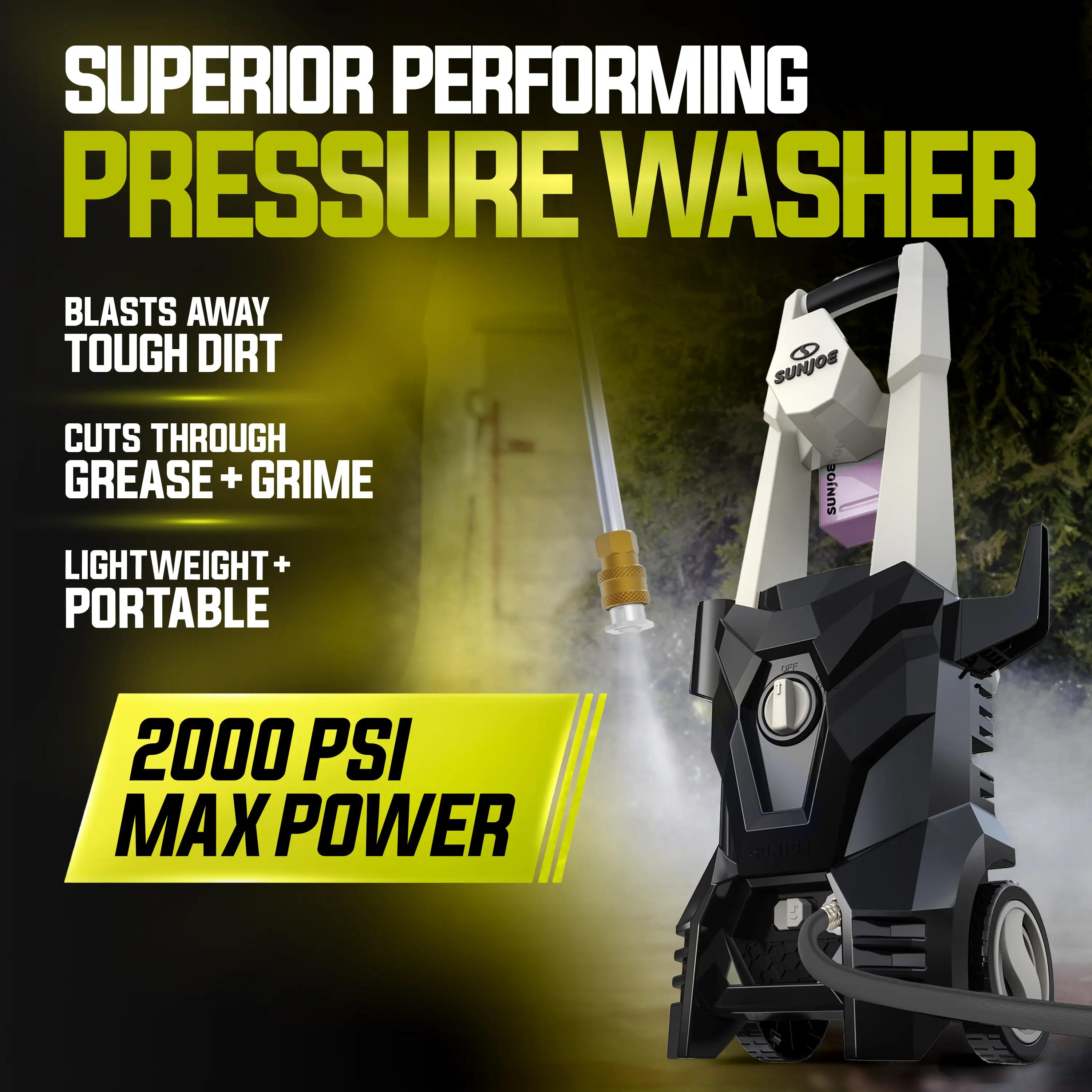 Sun Joe 2000 PSI Max All-Purpose Electric Pressure Washer | 13-Amp | 4 Nozzles | Foamer Cannon
