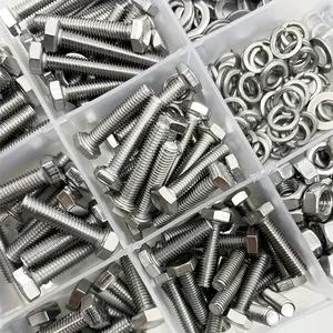 Hex Head Bolt and Nut Set, 520pcs, Includes M3/m4/m5/m6 Full Thread Machine Screws, Flat Washers Kit, Heavy-Duty