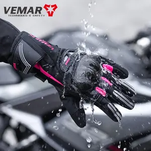 VEMAR Winter Motorcycle Gloves Carbon Fiber Waterproof Warm Touchscreen, Men Women Riding Protection Anti-Slip Shockproof Motocross Gloves