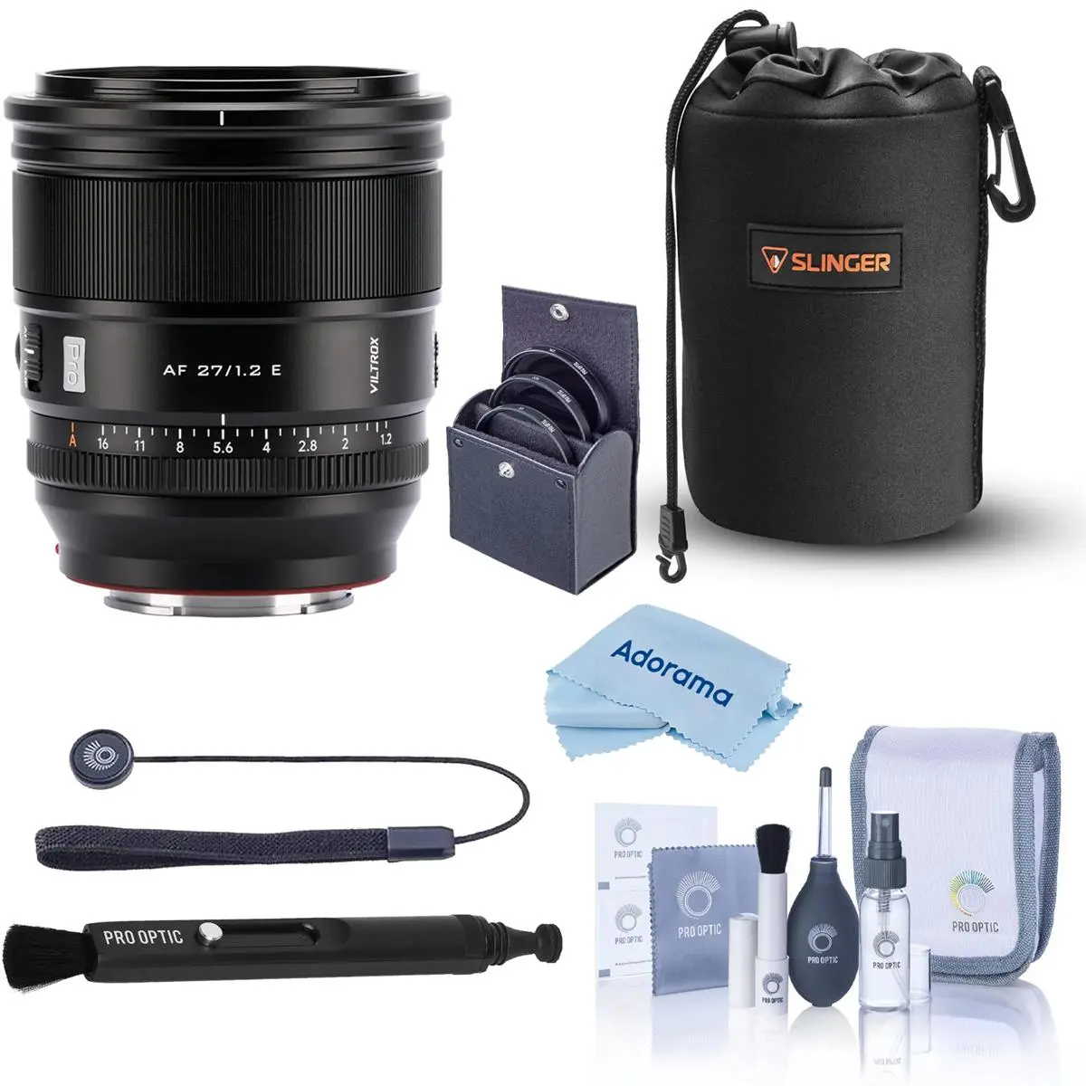 Viltrox AF 27mm f/1.2 Pro Lens for Sony E, Bundle with 67mm Filter Kit, Lens Pouch, Pen Lens Cleaner, Lens Cap Tether