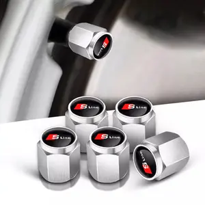 5pcs 3D Aluminum Car Wheel Tire Air Valve Dust Caps, Compatible with Audi Sline A1 A2 A3 A4 A4l A5 A6 A7 A8 A8l Tt Q1 Q2 Q3 Q4 Q5 Q6 Q7 Q8 B2 Car Parts