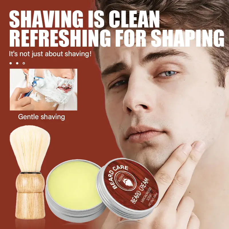 ROZINO 30g Sandalwood Beard Care Cream with Argan Oil, Jojoba Oil, Coconut Oil, Shea Butter, Silk Protein & Vitamin C, Softens, Moisturizes & Conditions Beard