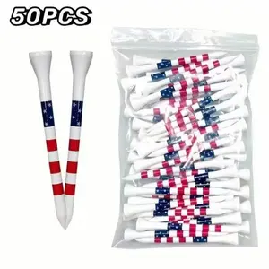 American Flag Style Golf Tees 50pcs/Set, Portable Durable Golf Accessories, Ball Sports Equipment for Indoor Outdoor Use, Guy Gift