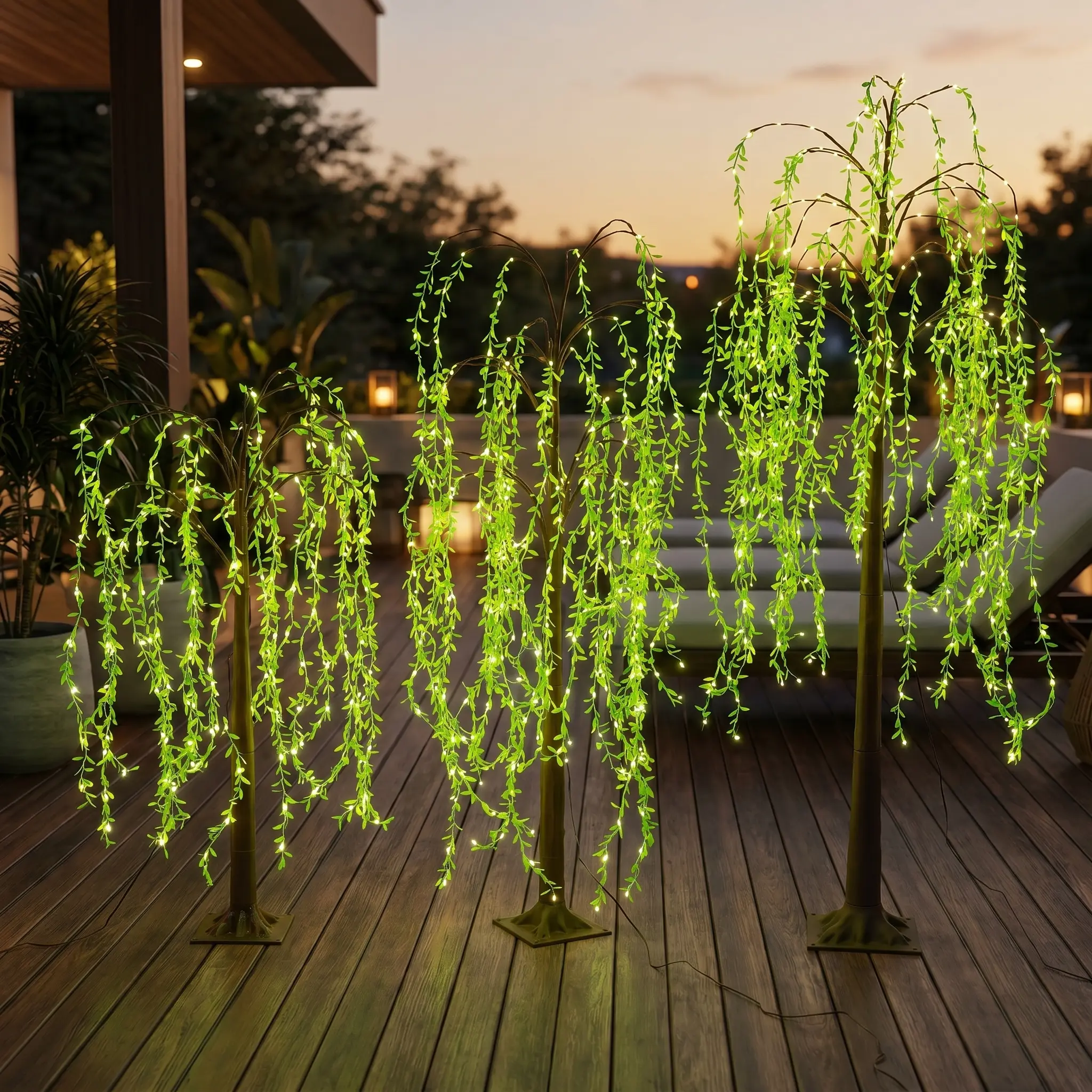 3.9-Foot/4.9-Foot/5.9-Foot LED Light-Up Artificial Weeping Willow Floor Lamp, USB-Powered LED Willow Tree, Perfect for All-Season Parties, Birthdays, Living Rooms, Independence Day, and Spring/Summer Decor