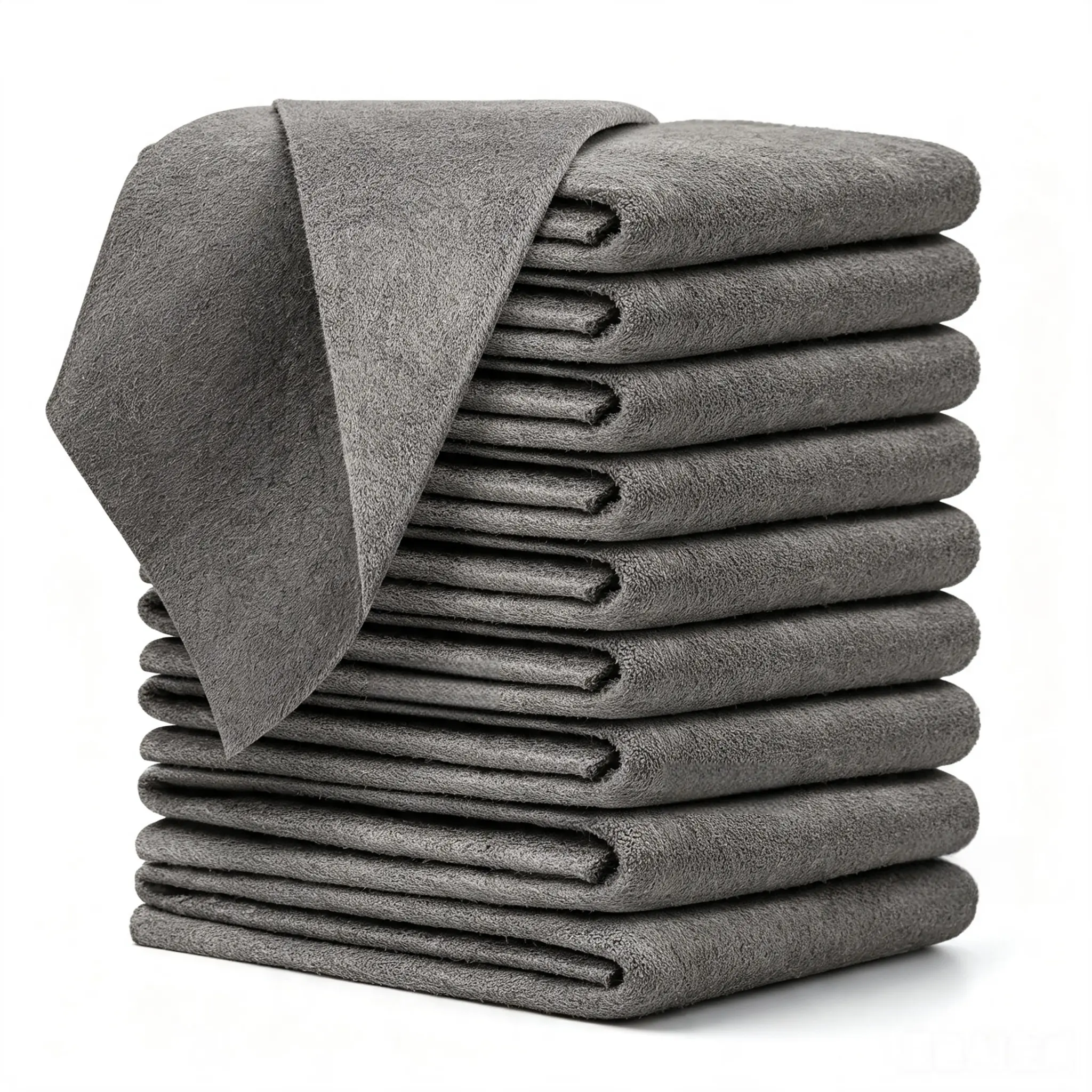 10PK Grey Microfiber Cleaning Cloths (11.8 inx7.76 in) - Lint-Free, Streak-Free, Highly Absorbent, Reusable, Machine Washable Multipurpose Towels for Car Detailing, Kitchen Dish Wiping, Household Cleaning Rags