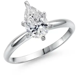 Gem Stone King 14K White Gold IGI Certified Lab Grown Diamond Solitaire Engagement Ring for Women | 1 Ct Pear Shape | F-G Color | VS Clarity