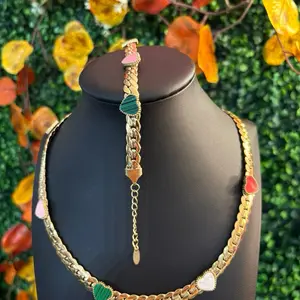 2 set corazón brazalete y cadena