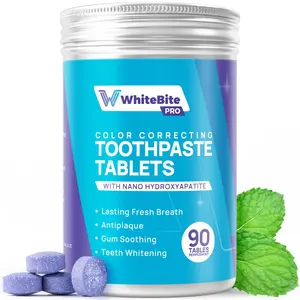 Whitebite Pro Nano-Hydroxyapatite Toothpaste Tablets, Fluoride-Free, Plastic-Free, Travel-Friendly for Fresh Breath & Natural Whitening (Peppermint)