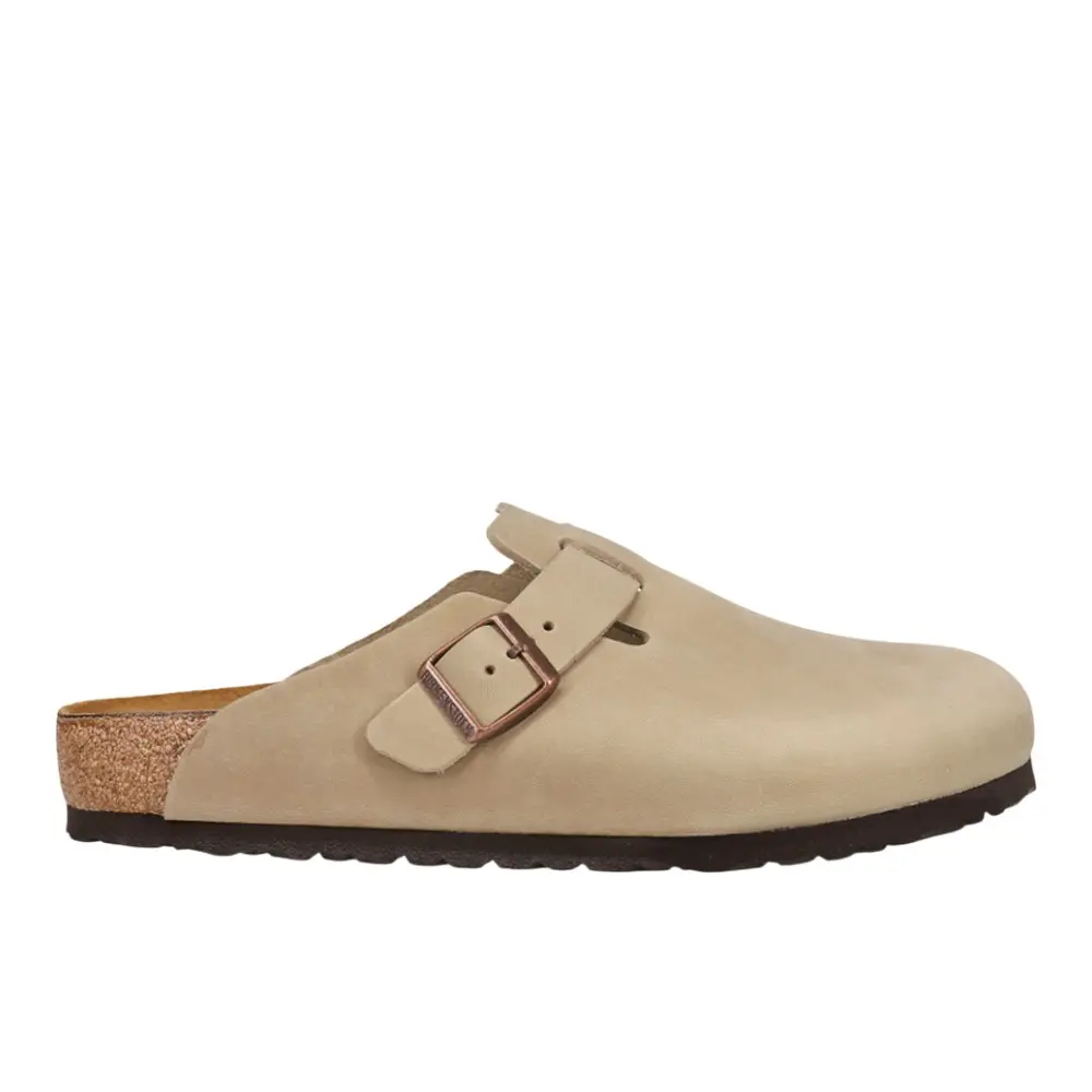 BIRKENSTOCK Mens Boston Oiled Leather Clogs Casual - Beige