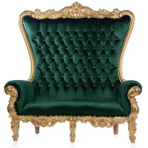 "MONEY Double" Velvet Throne Chair (Green/Gold)