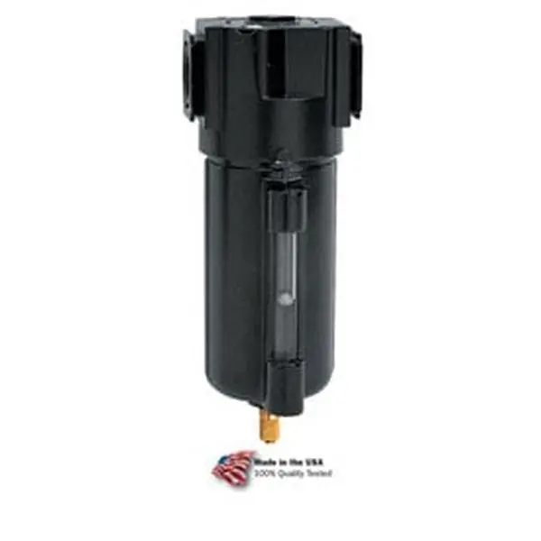 Arrow Pneumatics Tri-Star Particulate Water Filter (B601968, F354W) - Zinc Bowl, Metal Sight Glass, 0.5 in. NPT Thread, 250 PSI, 1.9 lbs, 100 SCFM, 40 Micron Particulate Filtration, Black
