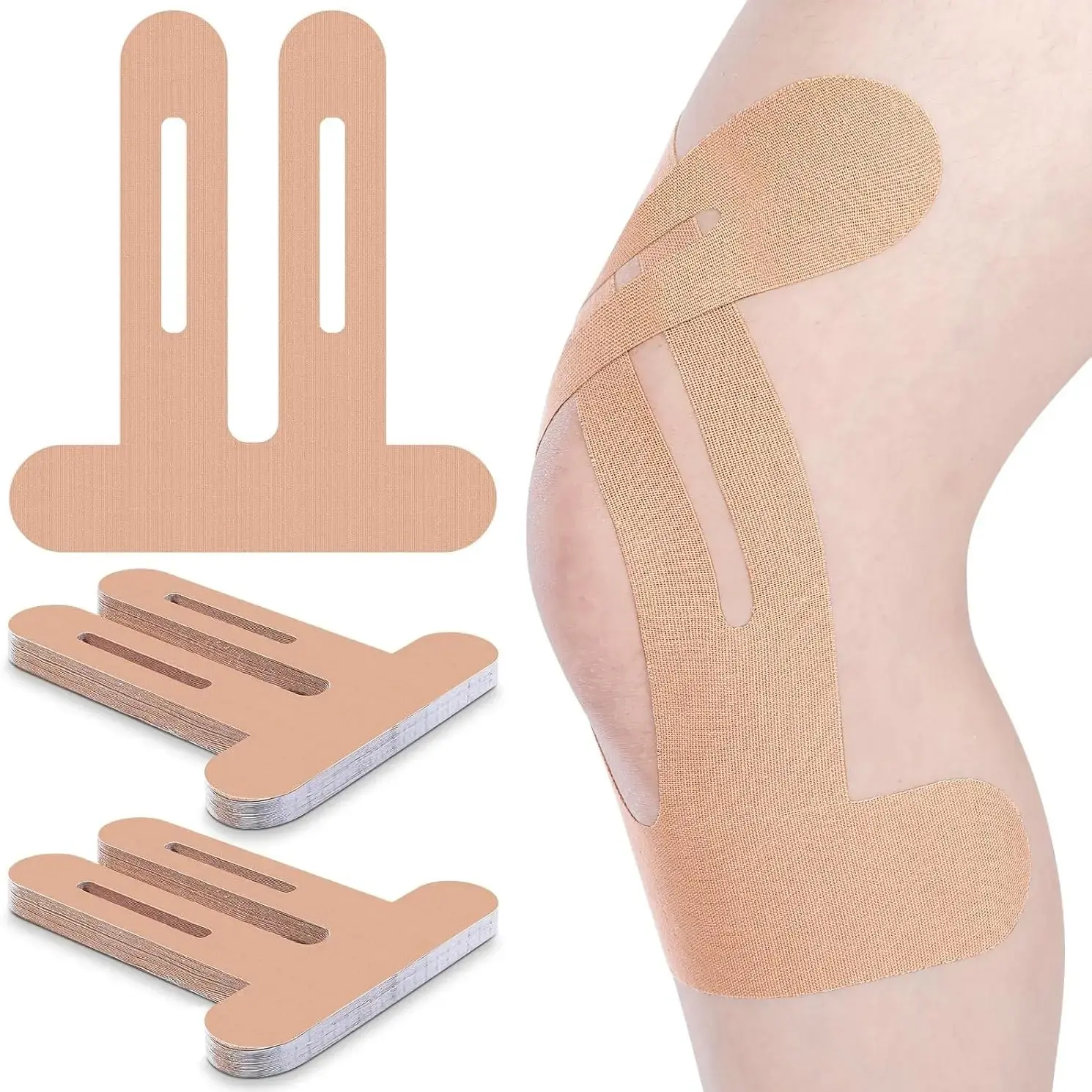 10PCS Precut Elastic Waterproof Athletic Support Tape – For Knee Pain Relief, Running, Gym Stability (Beige  ) joint protection muscle