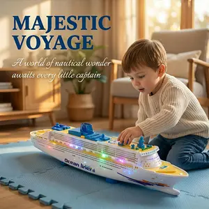 Electric Cruise Ship Model Toy with Flashing LED Lights & Music | Glowing Nautical Playset for Kids