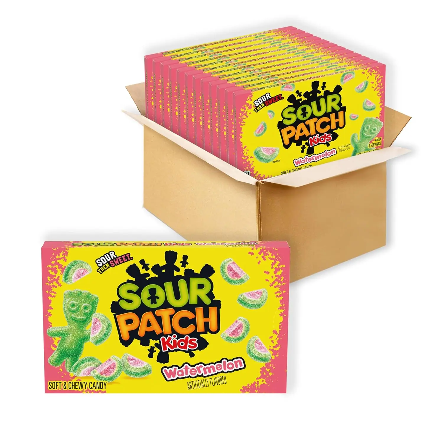 SOUR PATCH KIDS Watermelon Soft & Chewy Gummy Candy, Bulk Candy, 12-3.5 oz Boxes