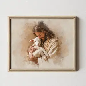 Vintage Good Shepherd Christian Print, Antique Faith-Inspired Christian Wall Art Unframed