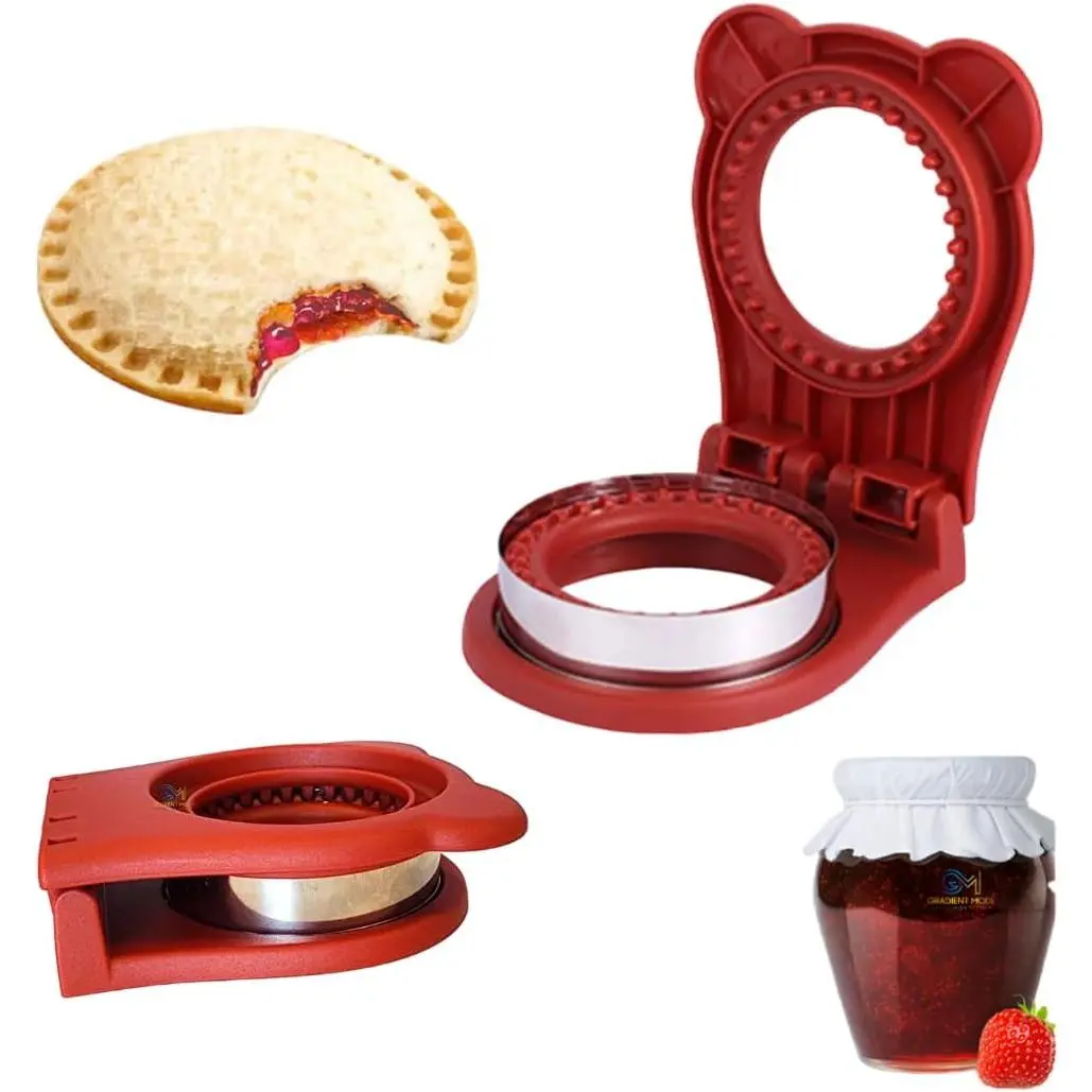 Homedale Kids Sandwich Cutter and Sealer - Red Kitchen Tool, Kitchen Utensil for DIY Uncrustables, Egg, Cheese Bento Lunchbox Bread, Breakfast Maker, Kitchen Tools