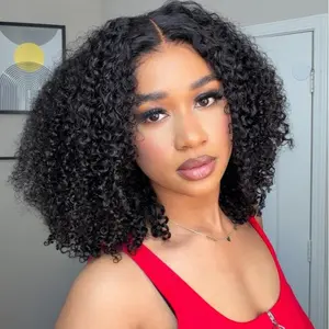Menglle Hair 4C Baby Hair Kinky Curly 7x6 Pre Cut Lace Wear and Go Glueless Human Hair Wigs 200%/250% Density Natural Color#Summervibes#DealsForYouDays