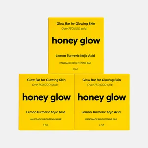 Honey Glow 3-Pack Lemon Turmeric & Kojic Acid Brighetning Soap, Dark Spot Remover, Kojic Acid Soap Body Care Body Wash Coconut Organic Natural Ingredients Skin Brightener