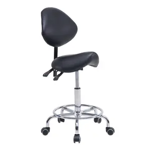Ergonomic Saddle Stool with Backrest – 360-Degree Rotation/360° Spin, Adjustable Angle, Contour, Comfortable, 22.63x22.63x34.64in Hydraulic Swivel Chair, 300Lbs Capacity for Medical Clinic & Home Use, 360-Degree Rotation Stools, 360° Spin Stools