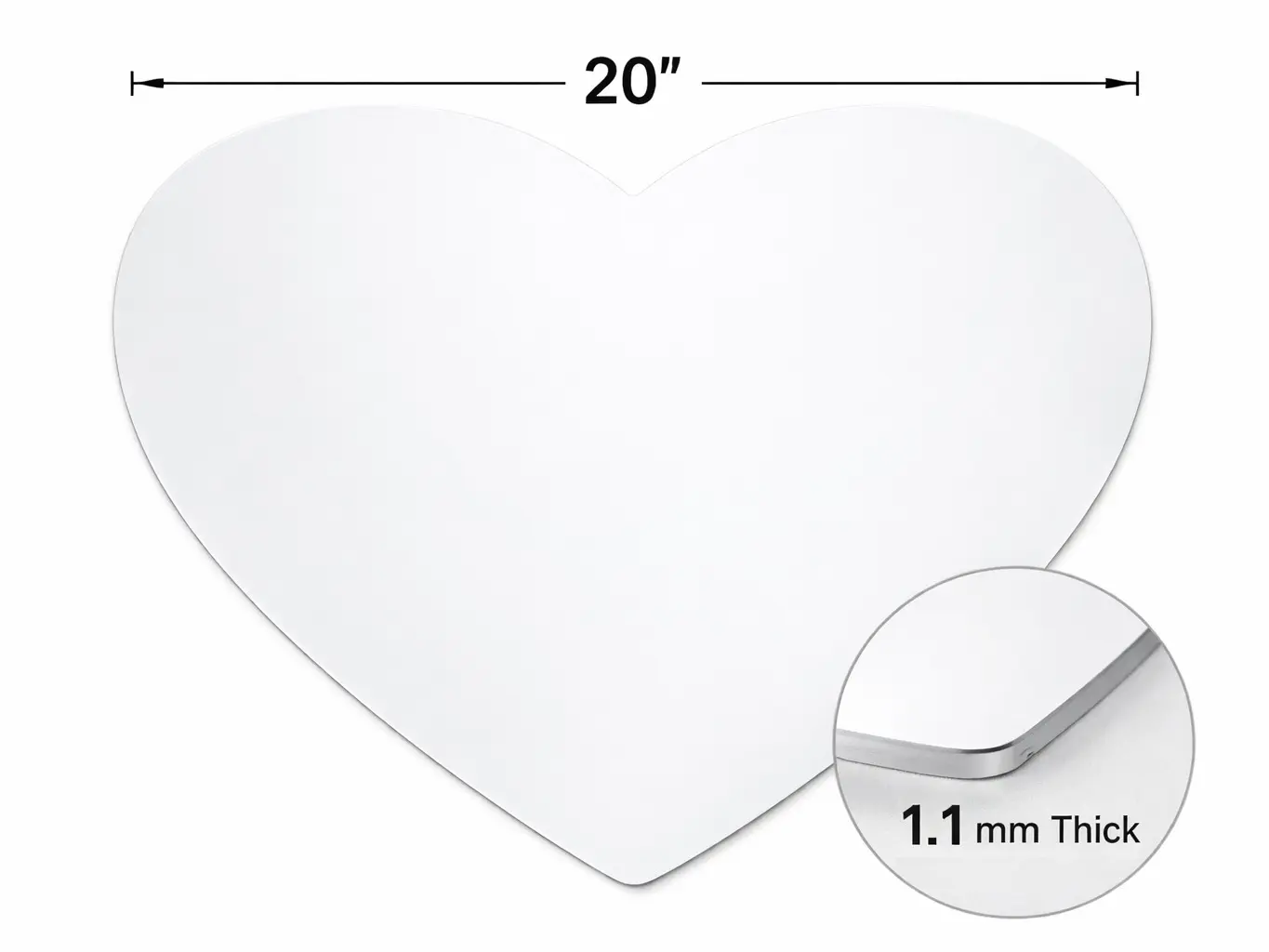 6 Pack 20" Heart Sublimation Blank – / 16'' * 20'' Aluminum Metal Panel, Heat Press, Pack of 6