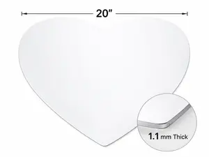 6 Pack 20" Heart Sublimation Blank – / 16'' * 20'' Aluminum Metal Panel, Heat Press, Pack of 6