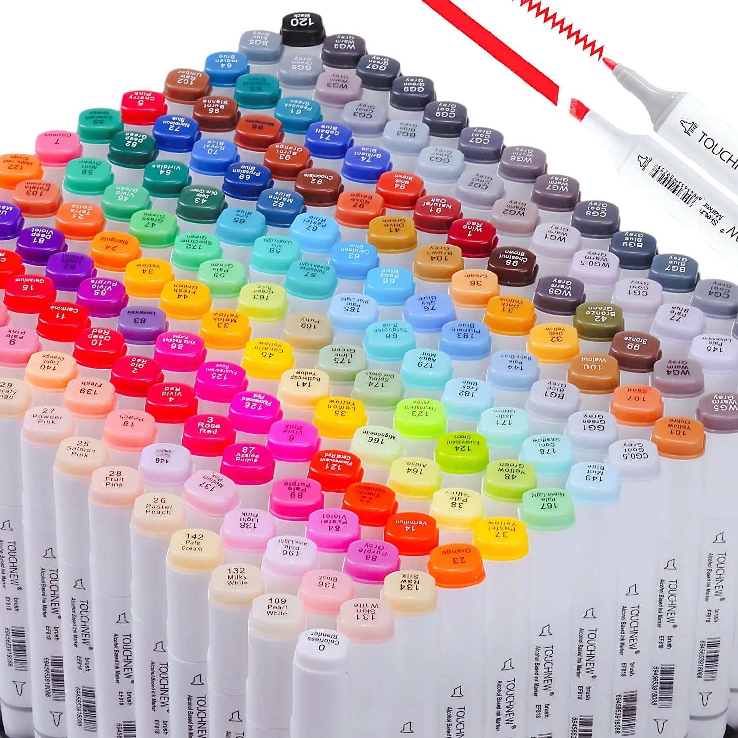 Dual Tip Artist Fine & Chisel Tip Sketch Art Markers, 168/80/60/30 Colors Alcohol Brush Markers, Aesthetic Cute Preppy School Supplies, Art Marker Pen, Dual Tip Pens