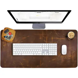 Real Leather Desk Mat Set (32x16) Large Desk Cover Desk Blotter Protector Computer Gaming Mouse Pad For Laptop Office Desktop Accessories
