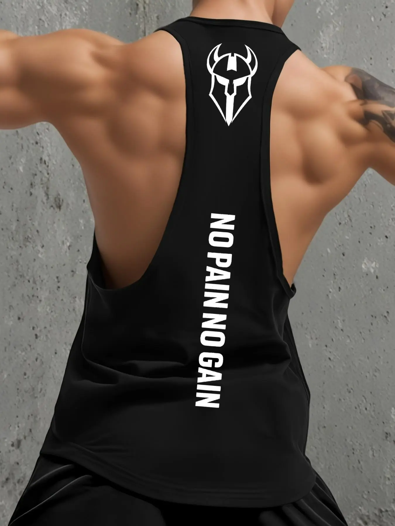 Men's Vintage Spartan Motivational Graphic Racerback Muscle Tank, Sleeveless Fitness Workout Vest, Retro Athletic Streetwear Fashion, Soft Stretch Material, Slim Fit Silhouette, Suited for CrossFit, Running, Great for Gym Goers, Sports Vests