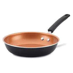 10-Inch Nonstick Frying Pan with Copper Interior & Black Handle for Even Heating and Versatile Cooking Skillets Cookware Aluminium
