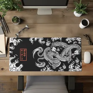 Japanese Dragon Large Gaming Mousepad XXL Keyboard Gamer Mouse Pad on The Table Speed Desk Mat Anime 14.75x35.43 Mouse Mats