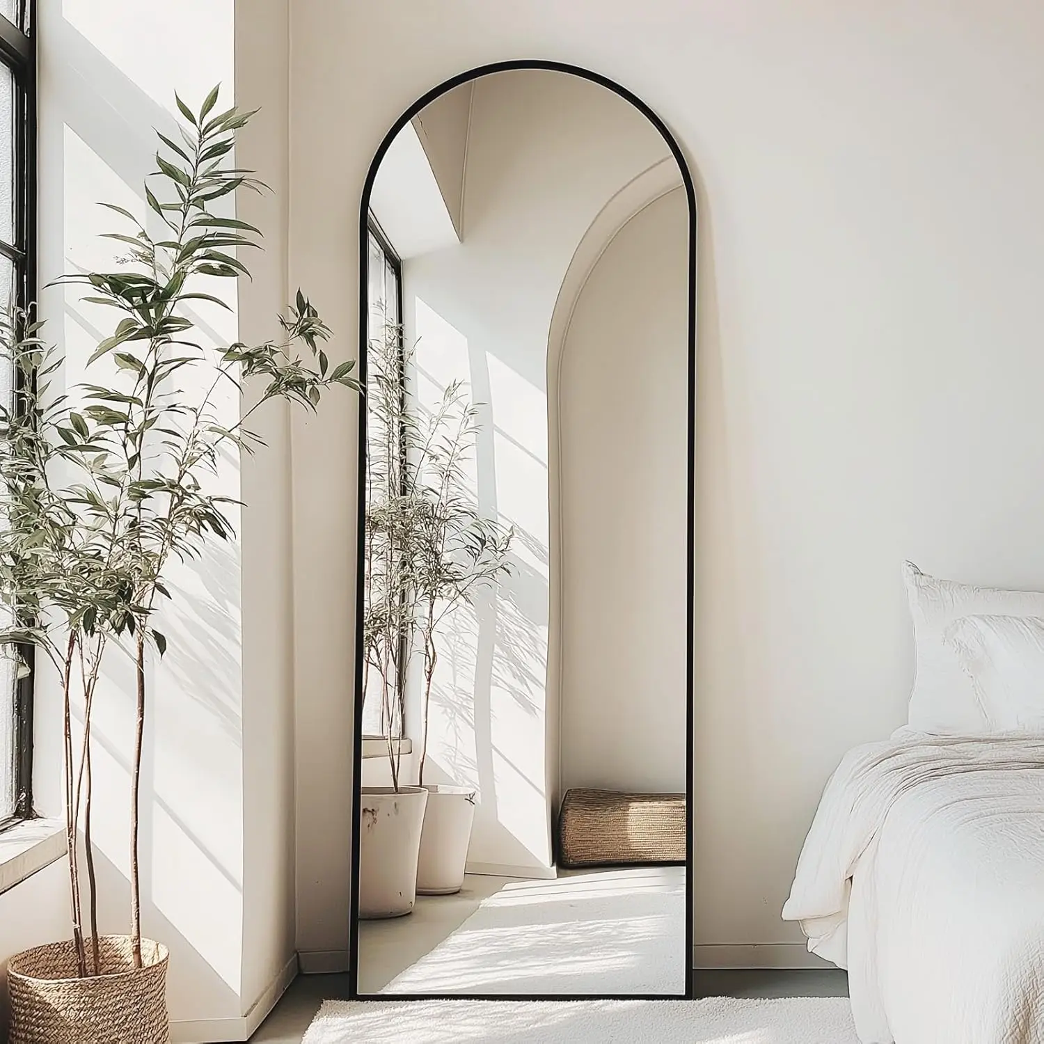 71"x26" X-Large Arch Full Length Floor Mirror with Aluminum Alloy Frame, Stand, Wall-Mountable Hanging or Leaning Options for Bedroom, Dressing Room, Black