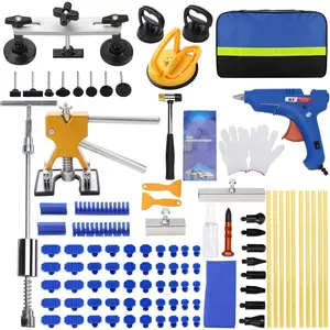 97 count Auto  Dent Repair Tool Kit, -Friendly Dent Repair Kit with Golden Lifter, Slide Hammer T-bar Dent Puller, Bridge Puller, Suction Cup and Glue  for  Dent Remove Tools Kit