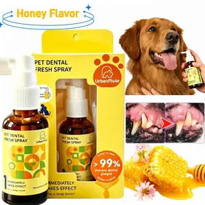 [Honey Flavor]PET Dog Dental Care Spray, Vet-Recommended Breath Freshener & Teeth Cleaning Spray, Eliminate Bad Breath, Relieve Gum Redness & Infections, Reduce Plaque & Tartar, No Brushing